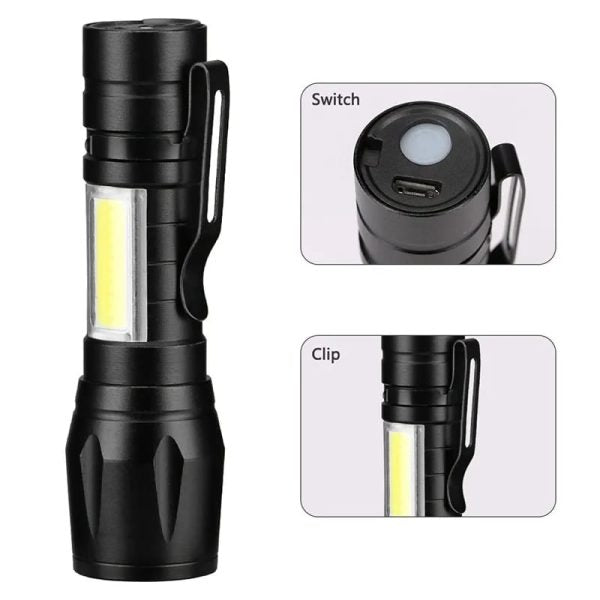 Torch Mini Flashlight Rechargeable 500mah Abs Plastic Body